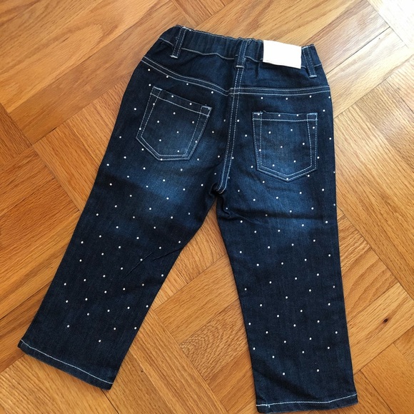 NWT, Microbe Denim Jeans with Crystals, Sz 2 (yo) - Picture 2 of 8